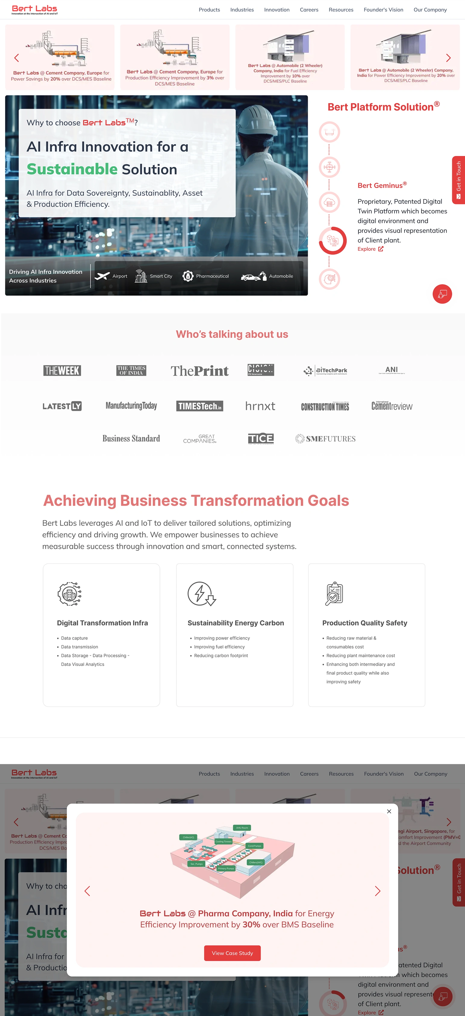 Bert Labs Website Mid-Fidelity Design - Homepage