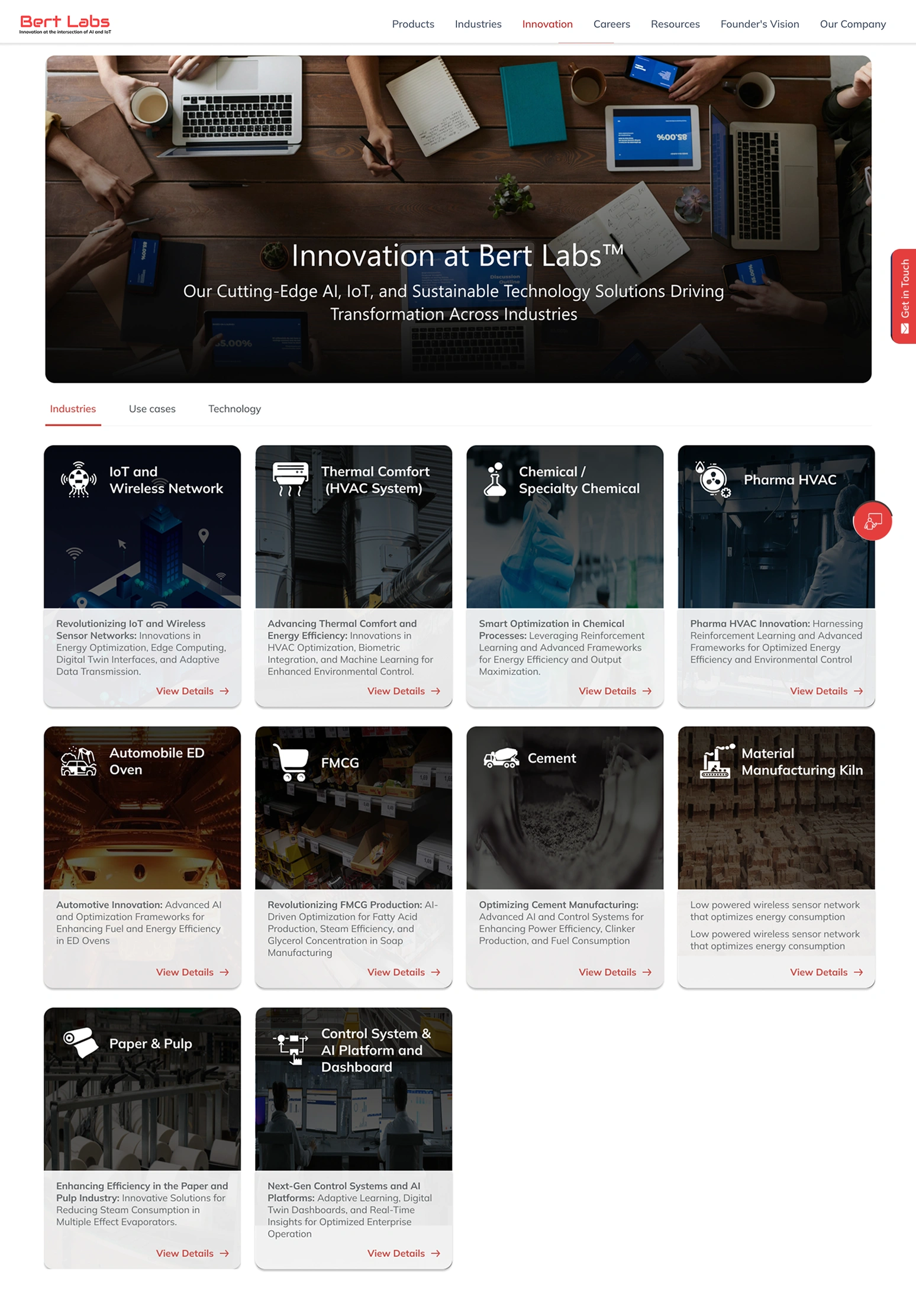 Bert Labs Website Mid-Fidelity Design - Product Page