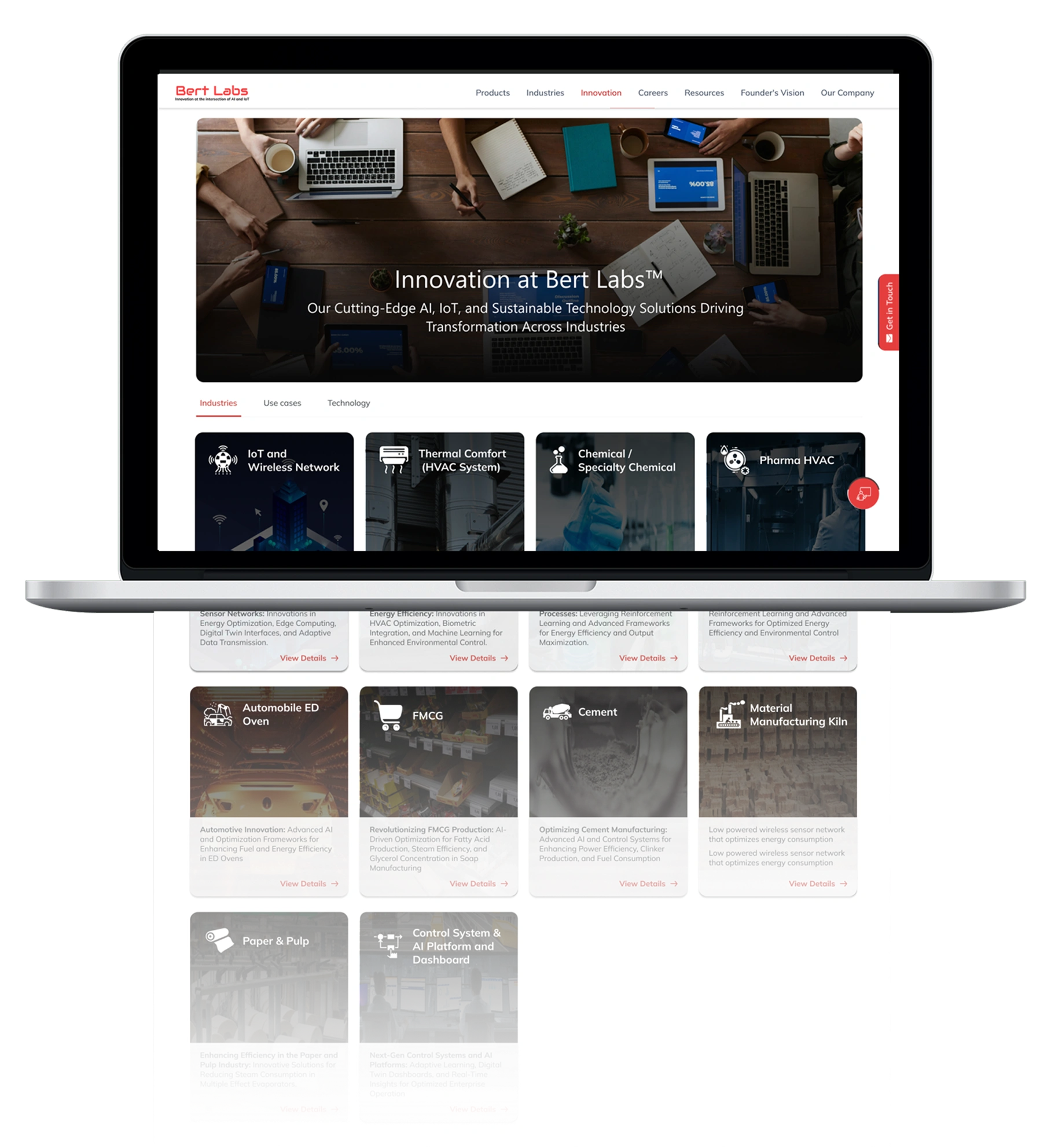 Bert Labs Website Mockup