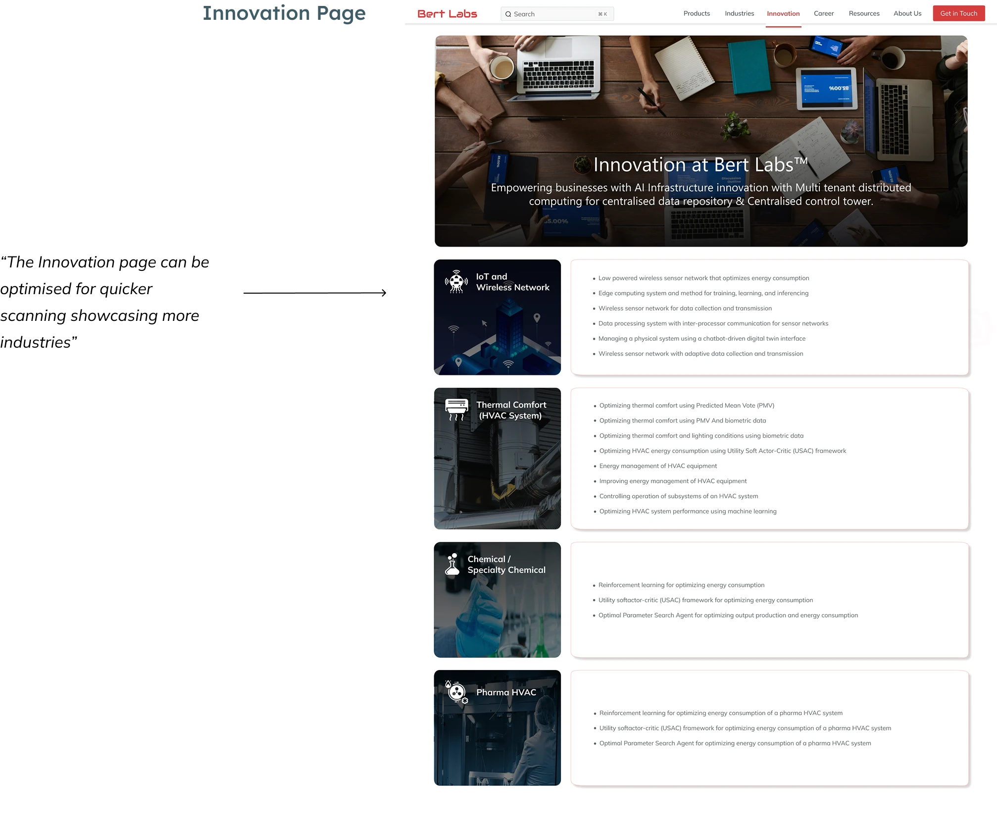 Bert Labs Website Mid-Fidelity Designs