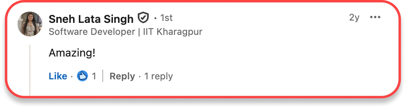 Testimonial from Sneh Lata Singh